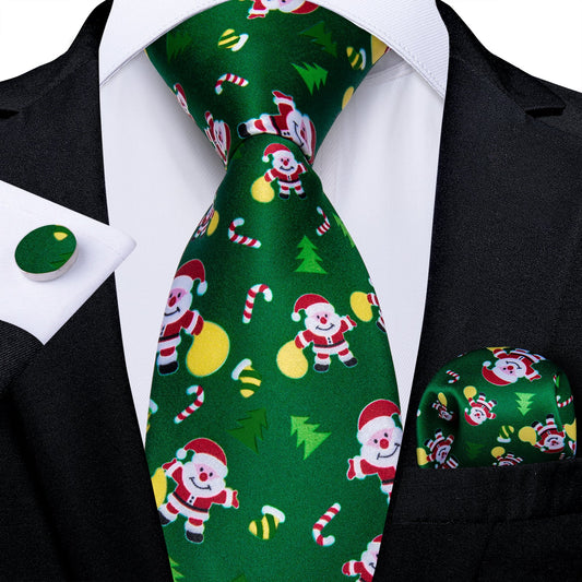Santa Tie Set In Green tie sets - Sophisticated Gentlemen