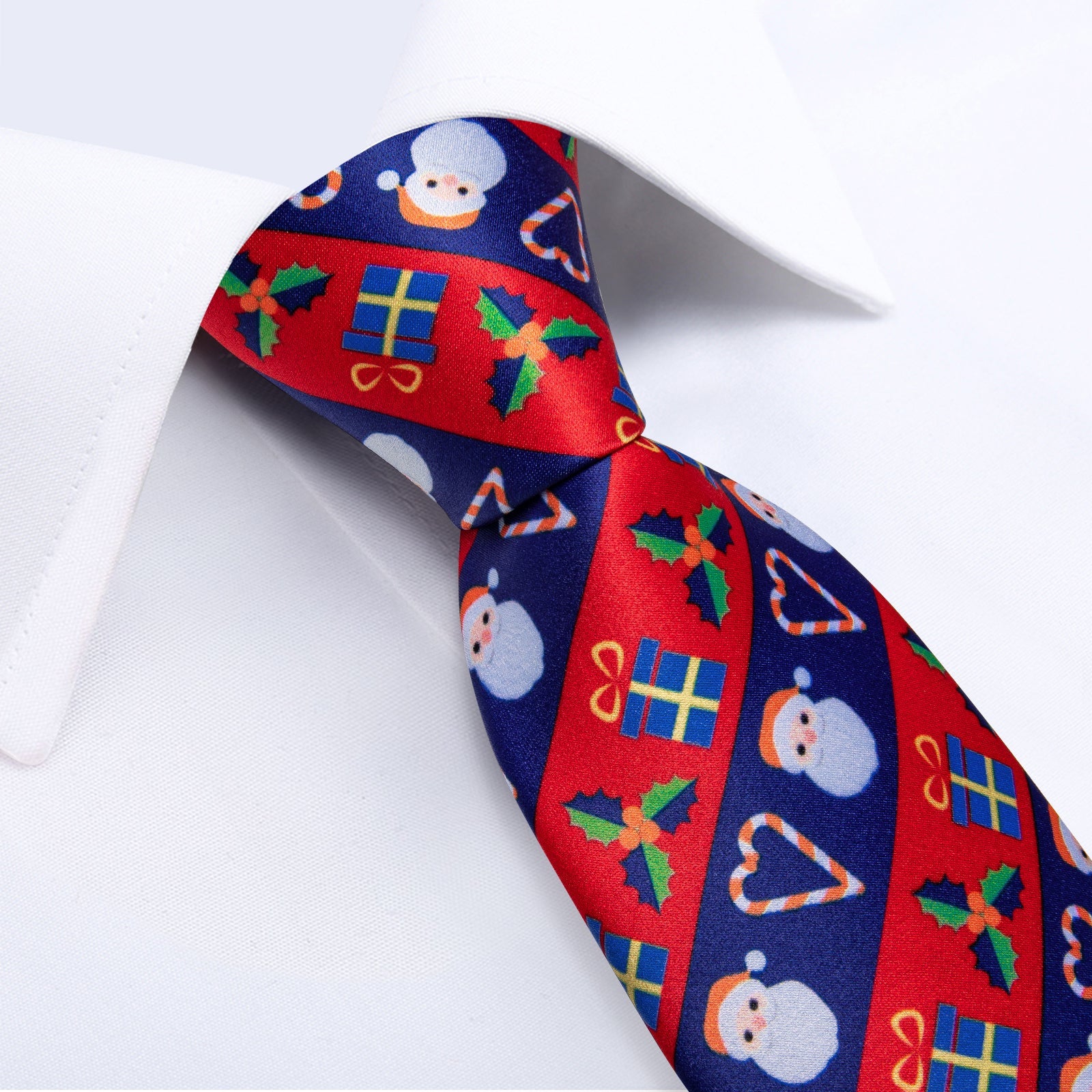 Red and Blue Striped Santa Tie Set tie sets    - Sophisticated Gentlemen
