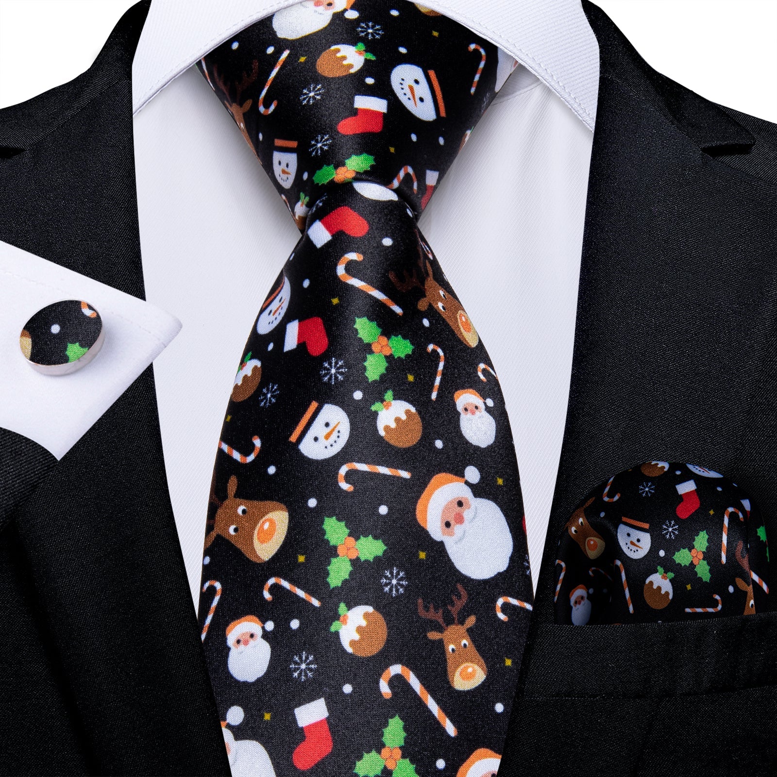 Christmas Decorations Tie Set In Black tie sets - Sophisticated Gentlemen