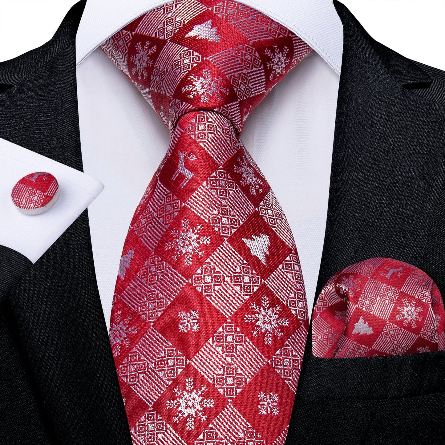 Red Snowflakes Tie Set tie sets - Sophisticated Gentlemen