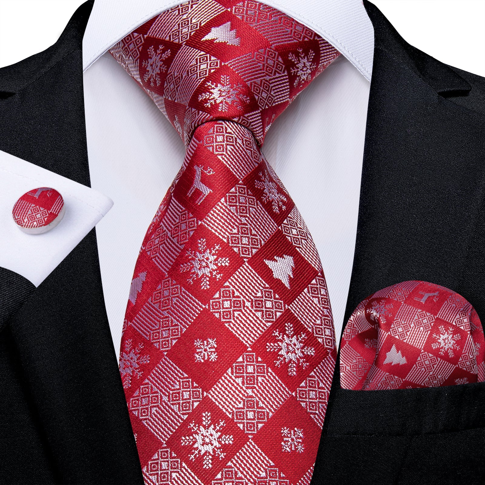 Red Snowflakes Tie Set tie sets - Sophisticated Gentlemen