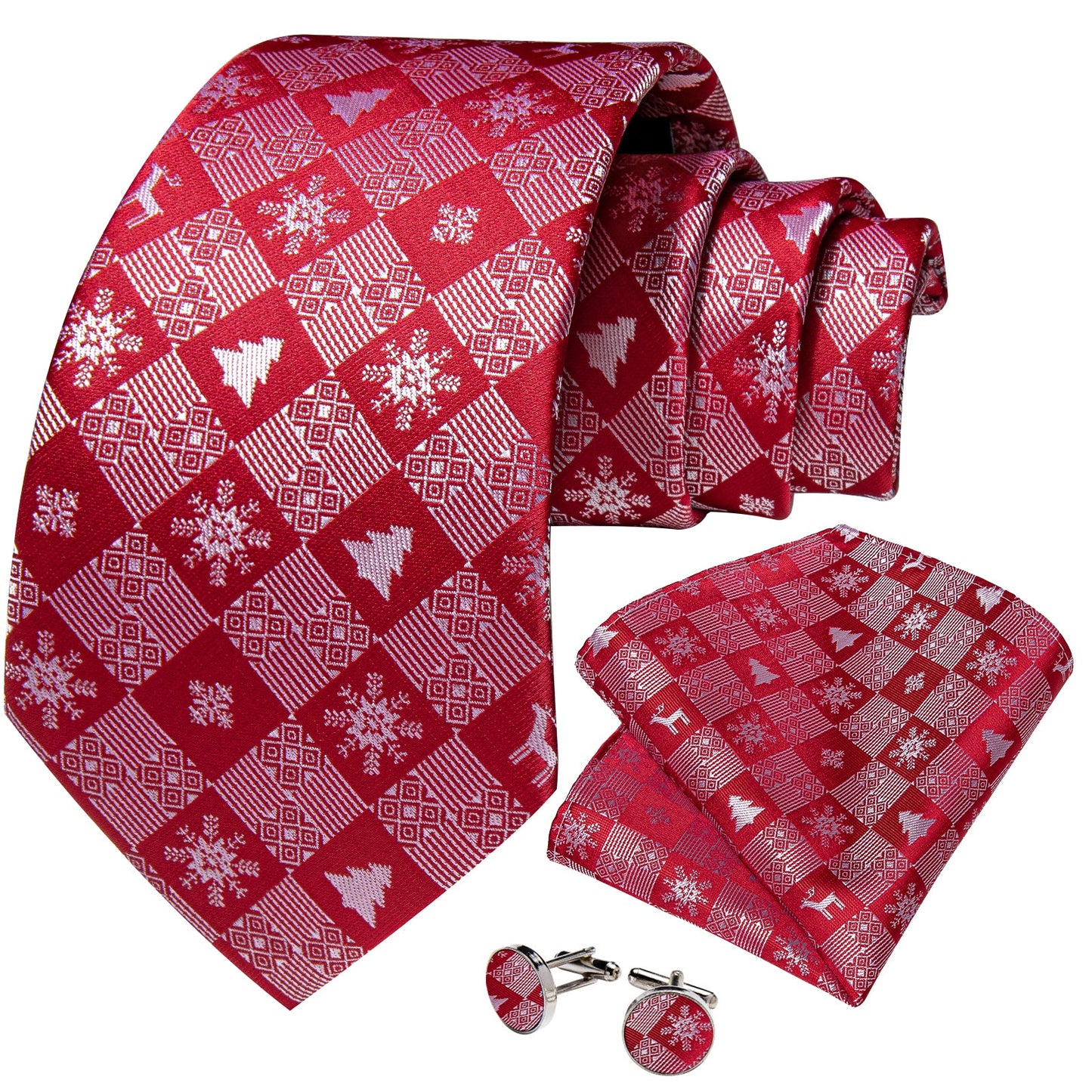 Red Snowflakes Tie Set tie sets    - Sophisticated Gentlemen