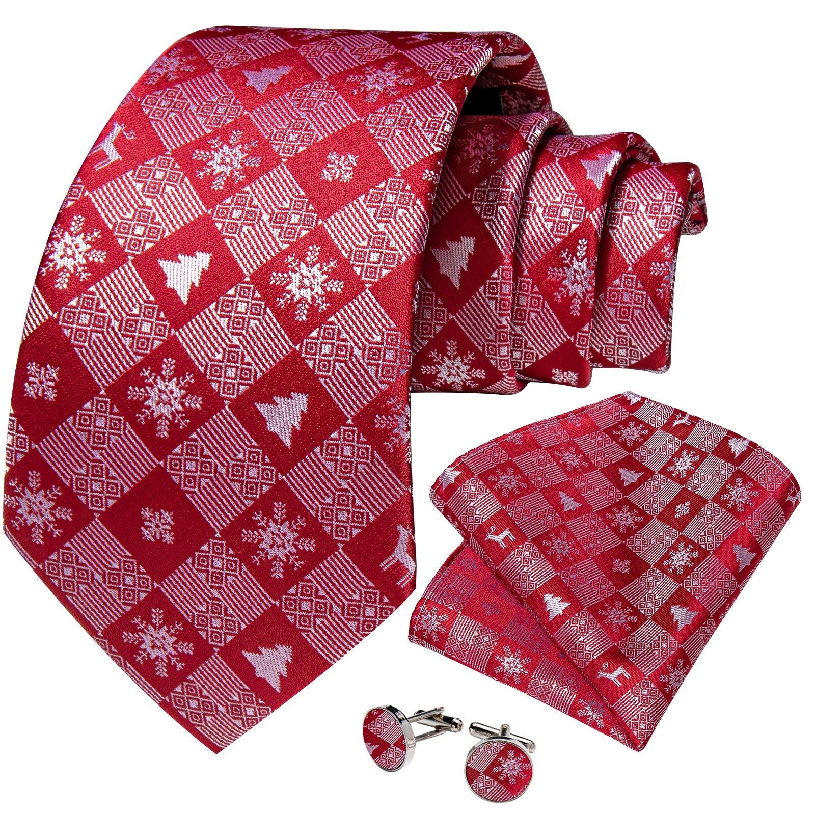 Red Snowflakes Tie Set tie sets    - Sophisticated Gentlemen