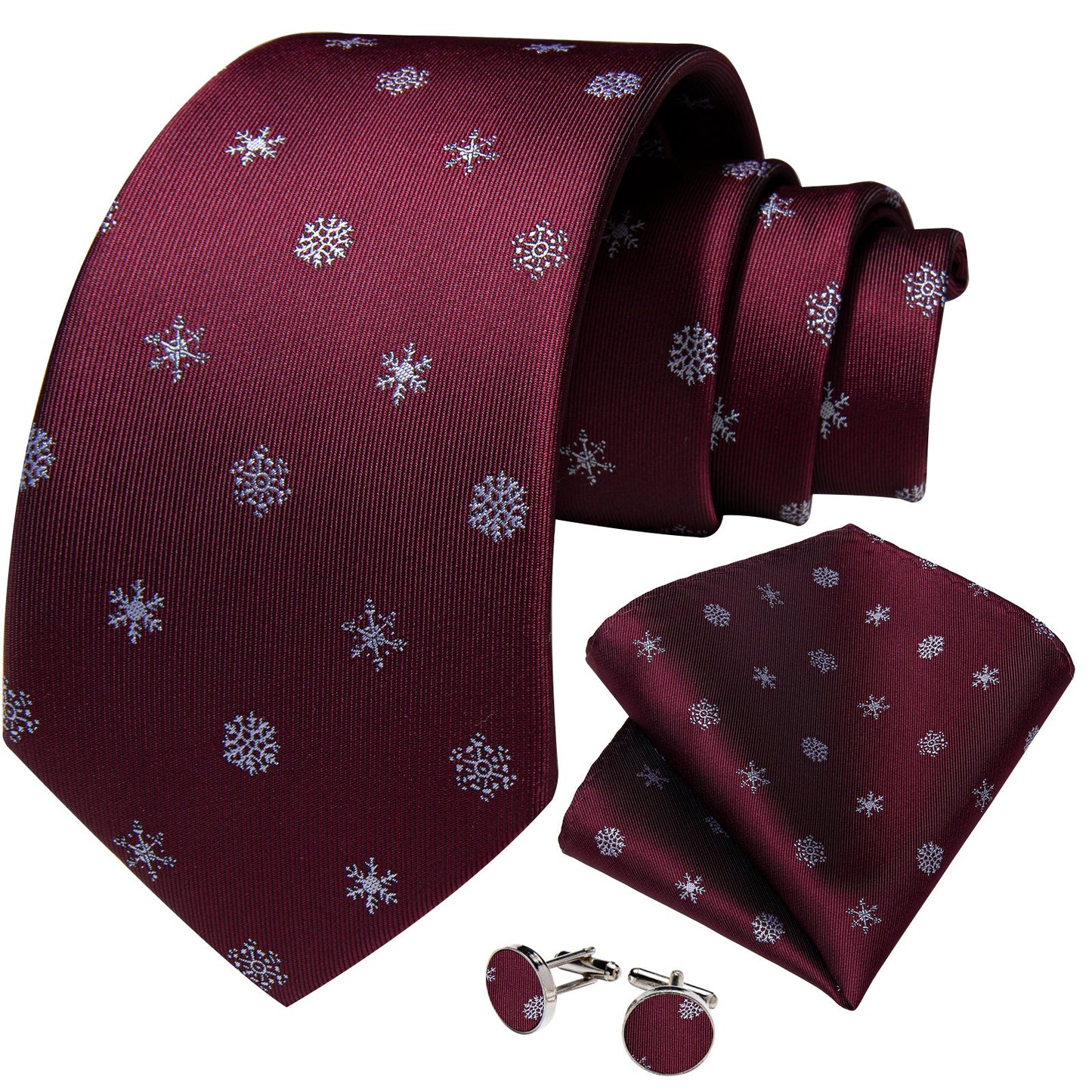 Burgundy Snowflakes Tie Set tie sets    - Sophisticated Gentlemen