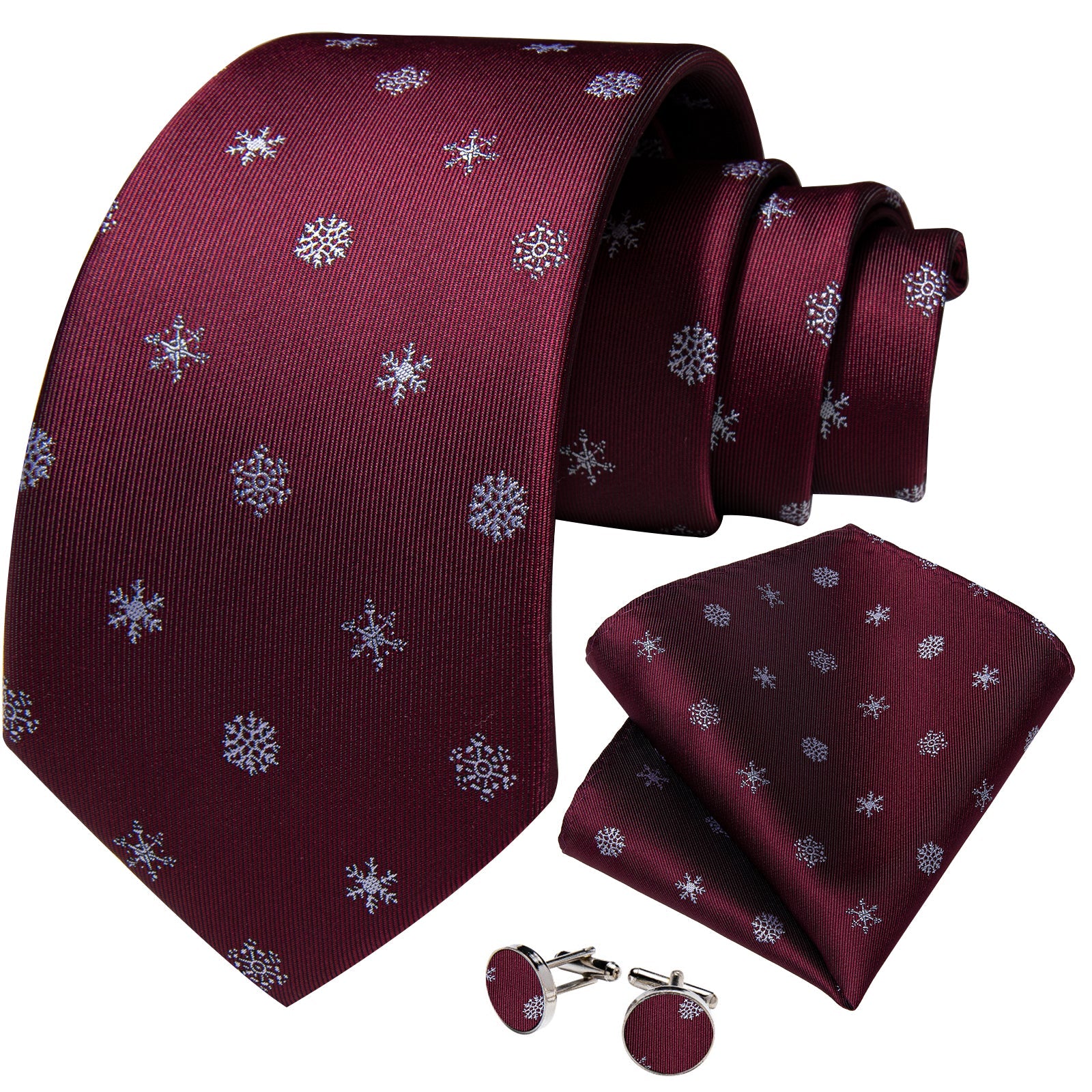 Burgundy Snowflakes Tie Set tie sets    - Sophisticated Gentlemen