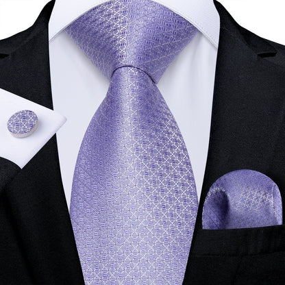 Lavender Plaid Tie, Pocket Square and Cufflinks tie sets - Sophisticated Gentlemen