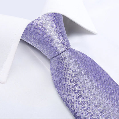 Lavender Plaid Tie, Pocket Square and Cufflinks tie sets    - Sophisticated Gentlemen