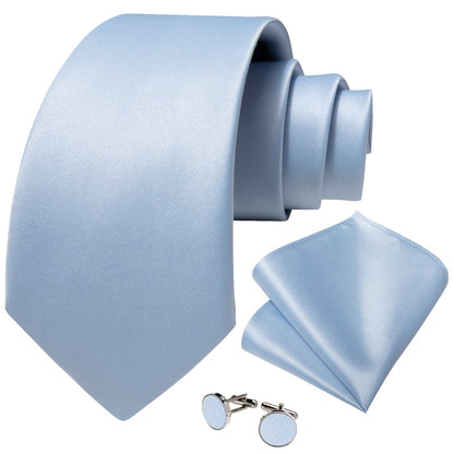 Baby Blue Silk Tie, Pocket Square and Cufflinks tie sets    - Sophisticated Gentlemen