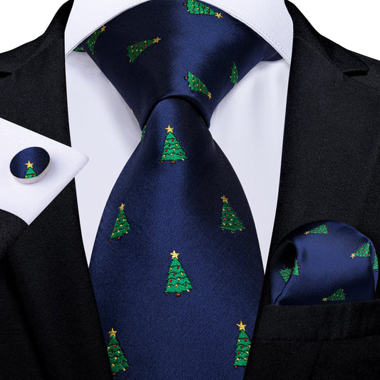 Christmas Tree With Star Tie, Pocket Square and Cufflinks tie sets - Sophisticated Gentlemen