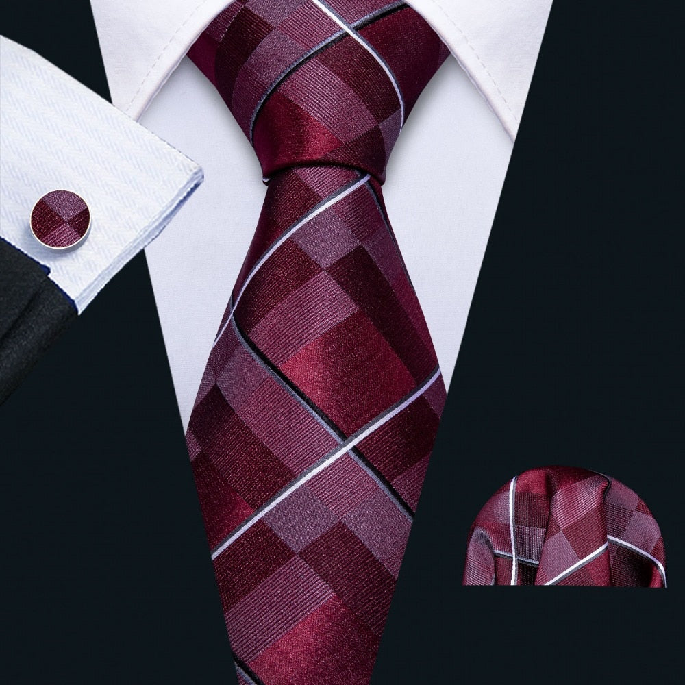 Red Field Tie, Pocket Square and Cufflinks tie sets - Sophisticated Gentlemen