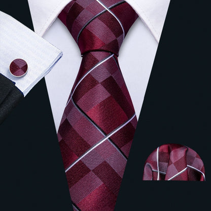 Red Field Tie, Pocket Square and Cufflinks tie sets - Sophisticated Gentlemen