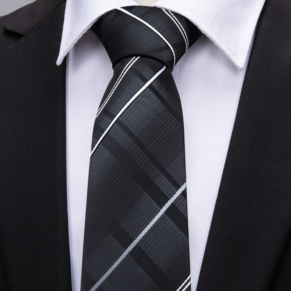 Black Striped Tie Set tie sets    - Sophisticated Gentlemen
