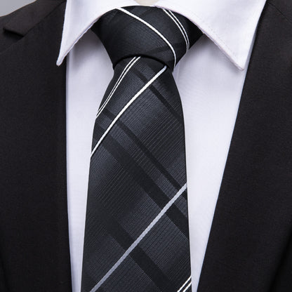 Black Striped Tie Set tie sets    - Sophisticated Gentlemen