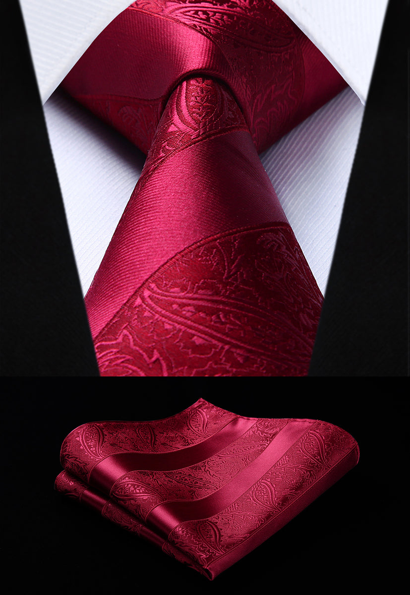 Striped Paisley Tie and Pocket Square In Red – Sophisticated Gentlemen
