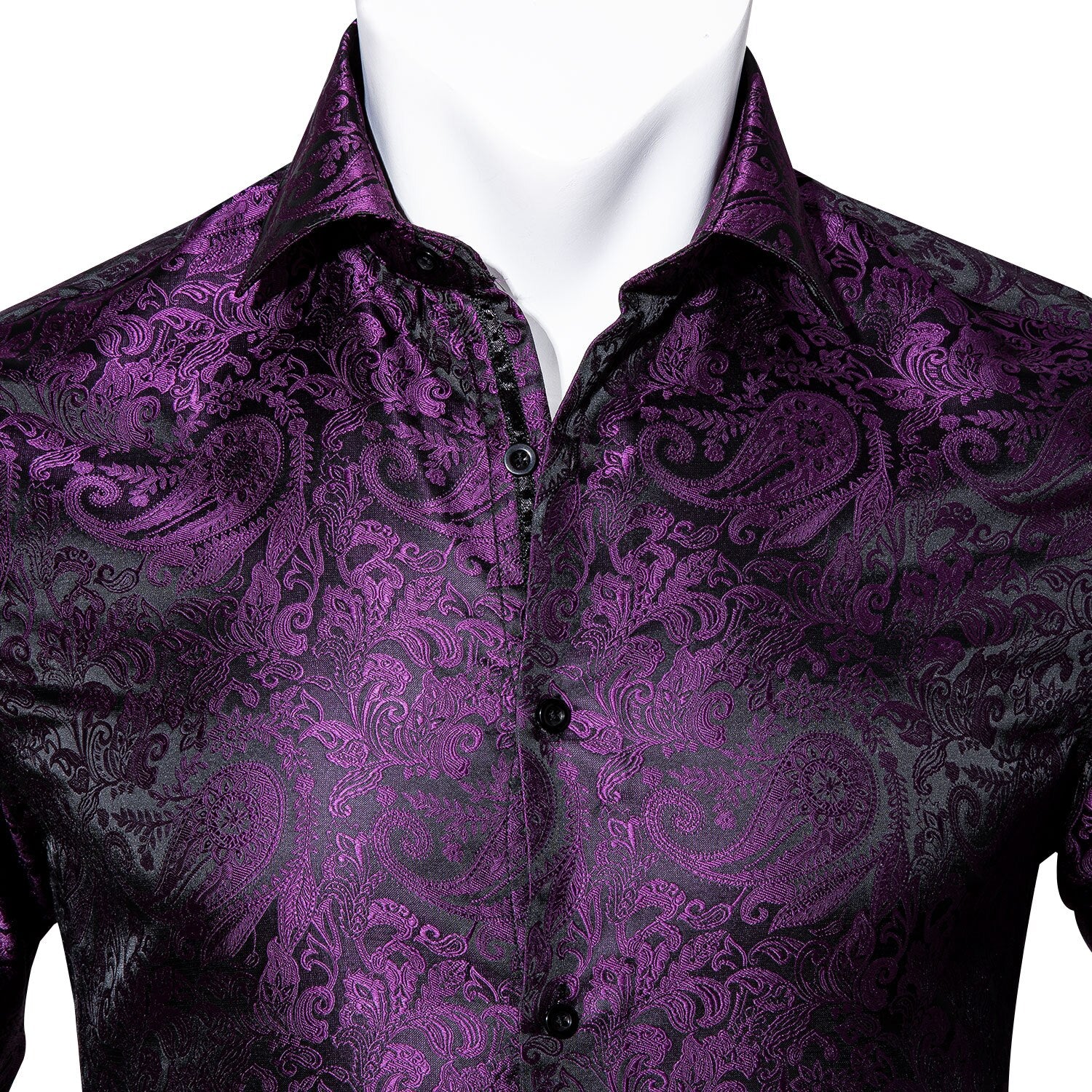 dark purple dress shirt men Purple and Black Paisley Dress Shirt L