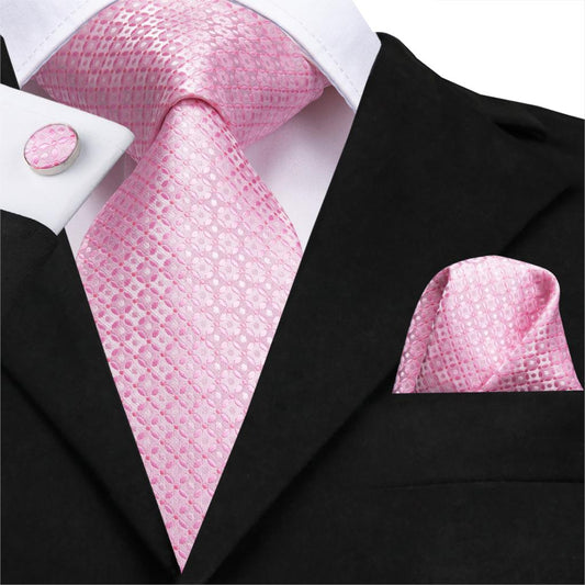 Pink Beauty Tie, Pocket Square and Cufflinks tie sets    - Sophisticated Gentlemen