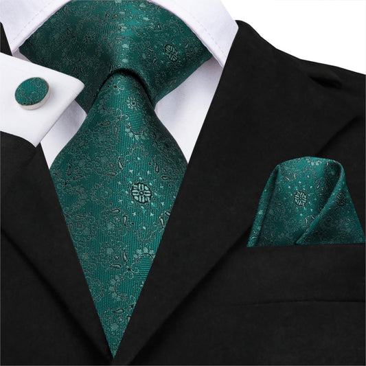 Green Universe Tie, Pocket Square and Cufflinks tie sets - Sophisticated Gentlemen