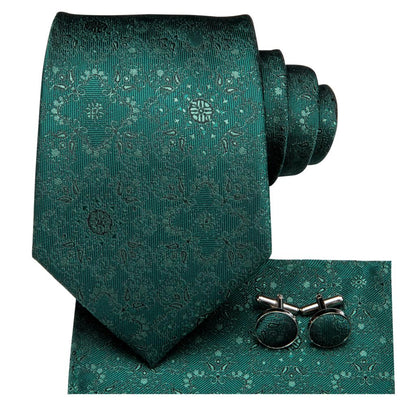 Green Universe Tie, Pocket Square and Cufflinks tie sets    - Sophisticated Gentlemen
