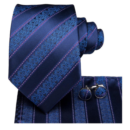 Striped Paisley Tie, Pocket Square and Cufflinks tie sets    - Sophisticated Gentlemen