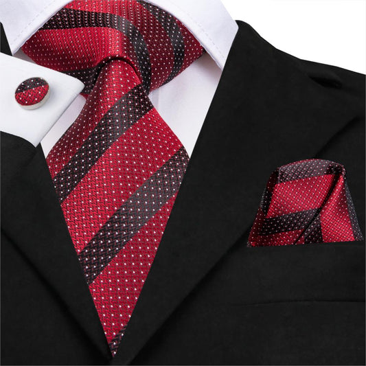 Stripes and Dots Tie, Pocket Square and Cufflinks tie sets    - Sophisticated Gentlemen