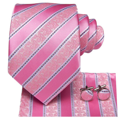 Striped Paisley Tie Set in Pink tie sets    - Sophisticated Gentlemen
