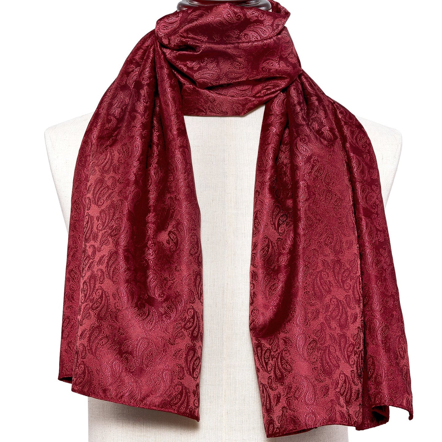 Burgundy Paisley Silk Scarf Scarf    - Sophisticated Gentlemen