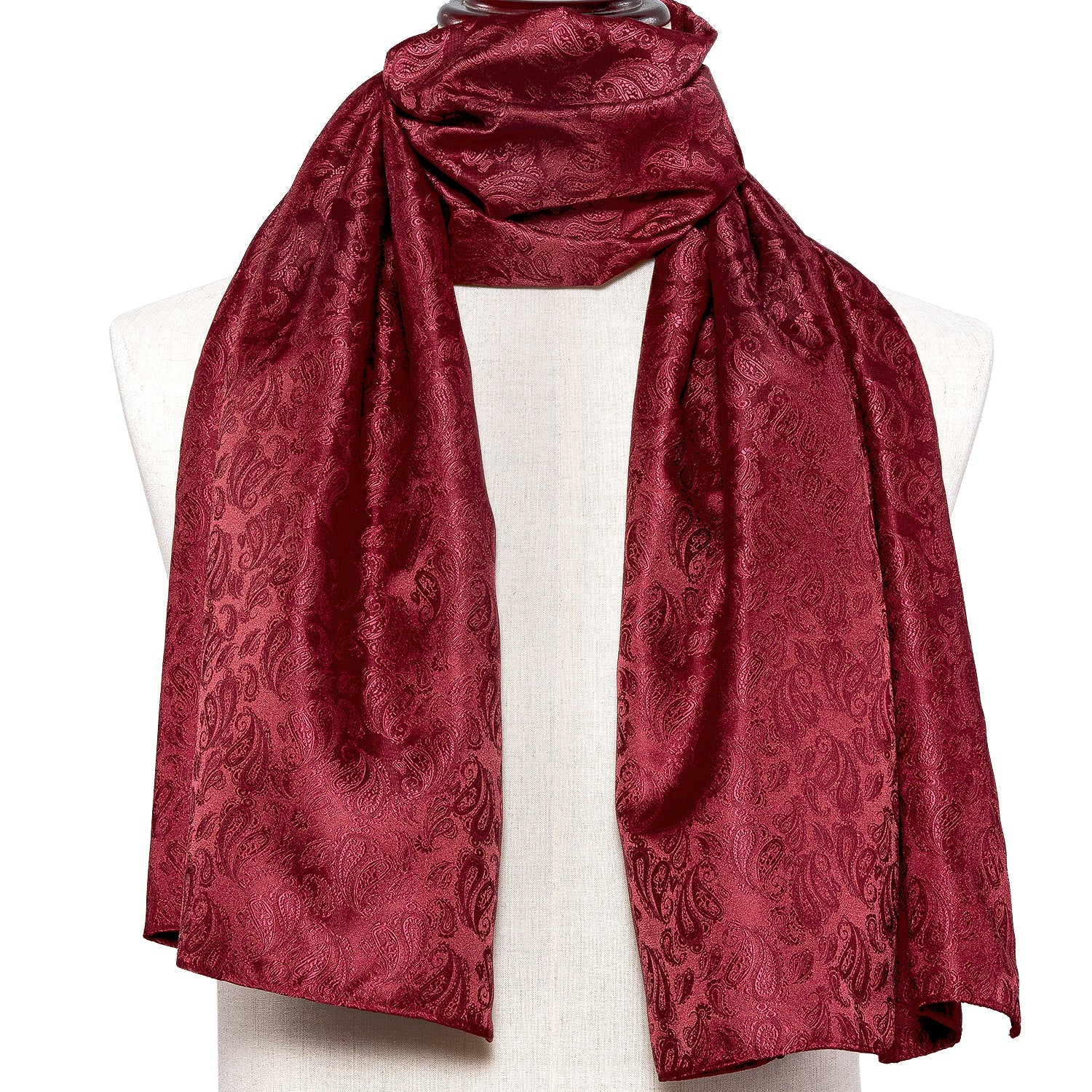 Burgundy Paisley Silk Scarf Scarf    - Sophisticated Gentlemen