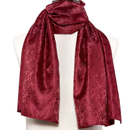 Burgundy Paisley Silk Scarf Scarf    - Sophisticated Gentlemen