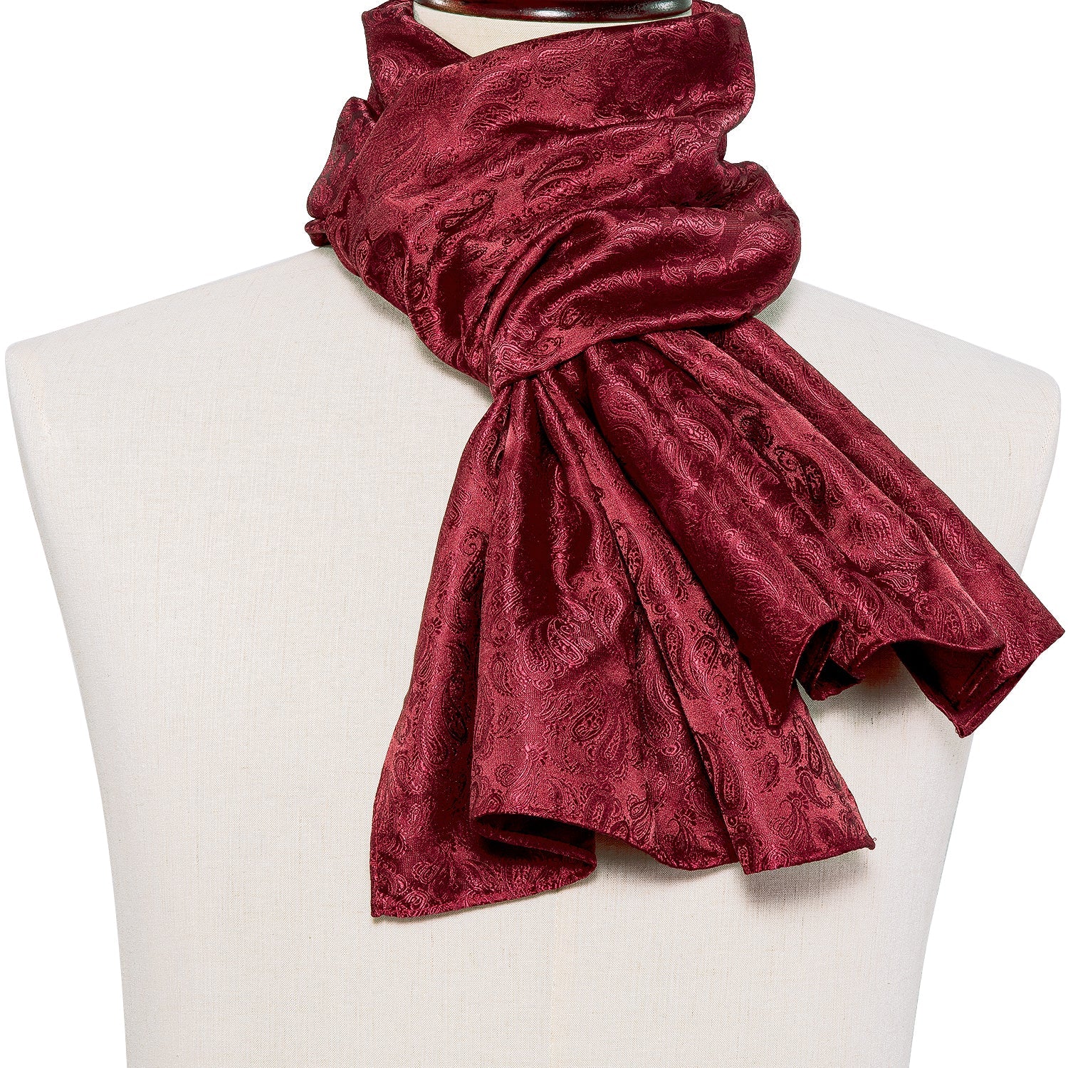 Burgundy Paisley Silk Scarf Scarf    - Sophisticated Gentlemen