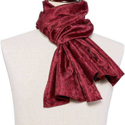 Burgundy Paisley Silk Scarf Scarf    - Sophisticated Gentlemen