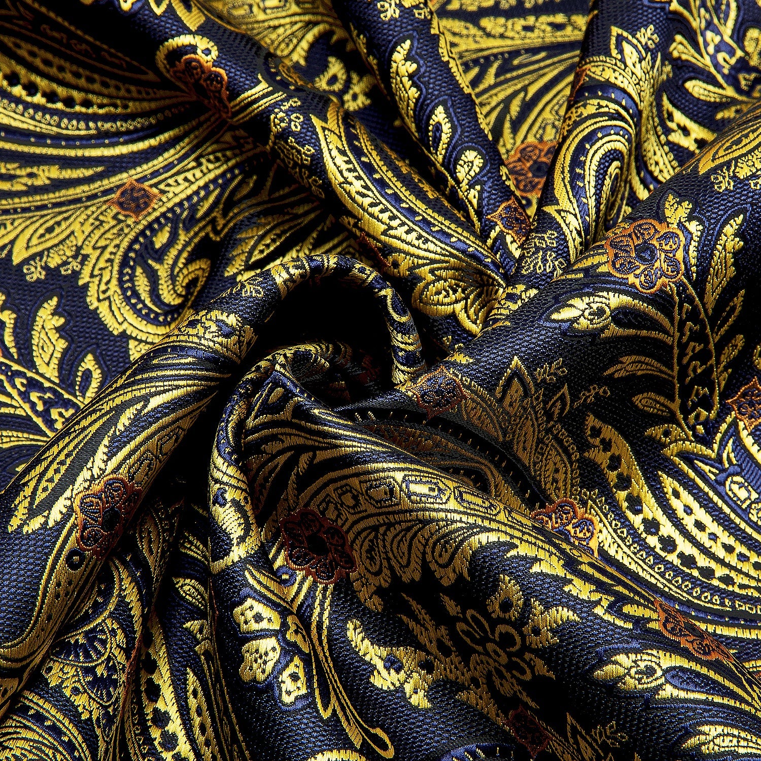 Navy and Yellow Floral Silk Scarf Scarf    - Sophisticated Gentlemen