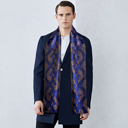 Blue Floral Silk Scarf Scarf    - Sophisticated Gentlemen