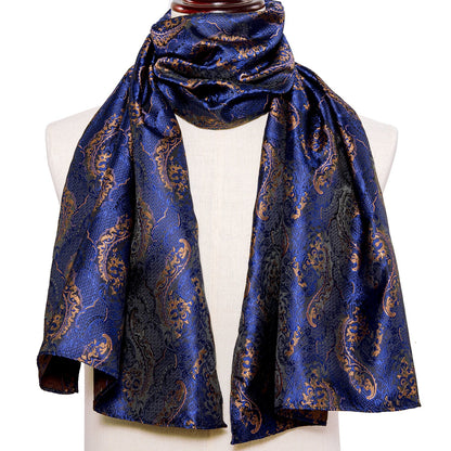 Blue Floral Silk Scarf Scarf    - Sophisticated Gentlemen