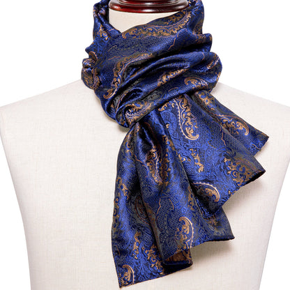Blue Floral Silk Scarf Scarf    - Sophisticated Gentlemen