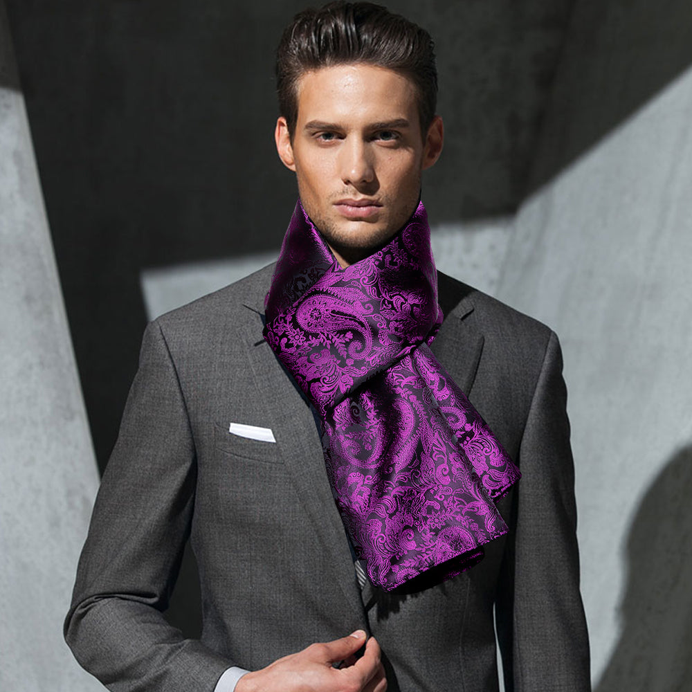 Purple Paisley Silk Scarf Scarf    - Sophisticated Gentlemen