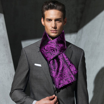 Purple Paisley Silk Scarf Scarf    - Sophisticated Gentlemen