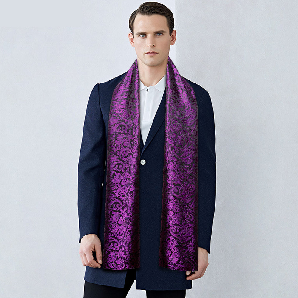 Purple Paisley Silk Scarf Scarf    - Sophisticated Gentlemen