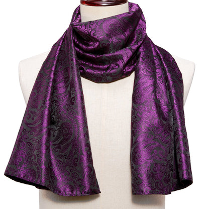 Purple Paisley Silk Scarf Scarf    - Sophisticated Gentlemen