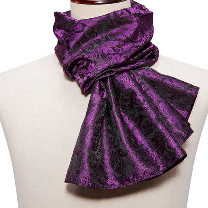 Purple Paisley Silk Scarf Scarf    - Sophisticated Gentlemen
