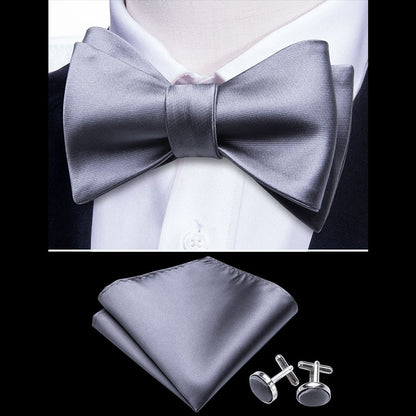 Silver Gray Bow Tie Set bow tie    - Sophisticated Gentlemen