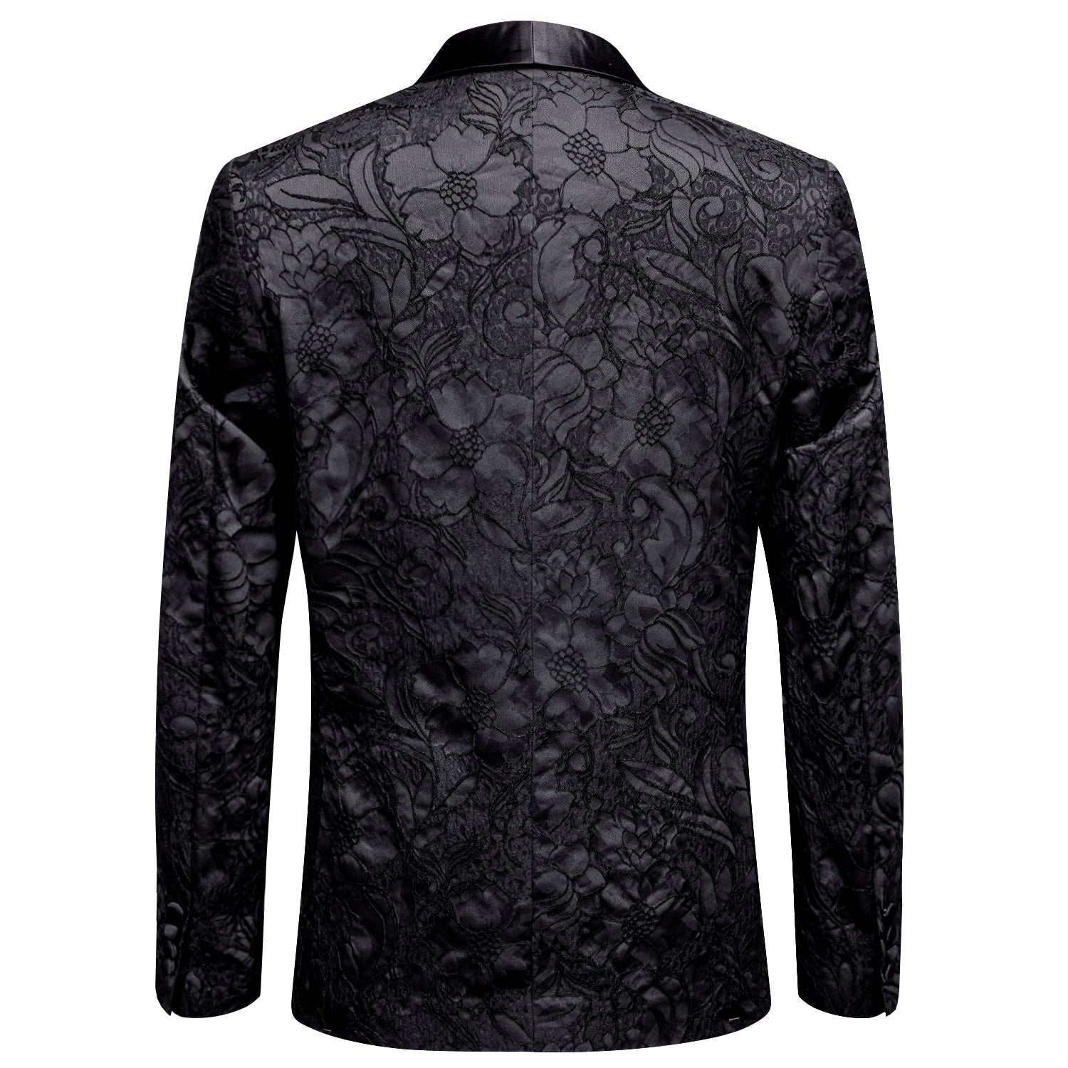 Black Embroidered Floral Tuxedo Jacket tuxedo    - Sophisticated Gentlemen