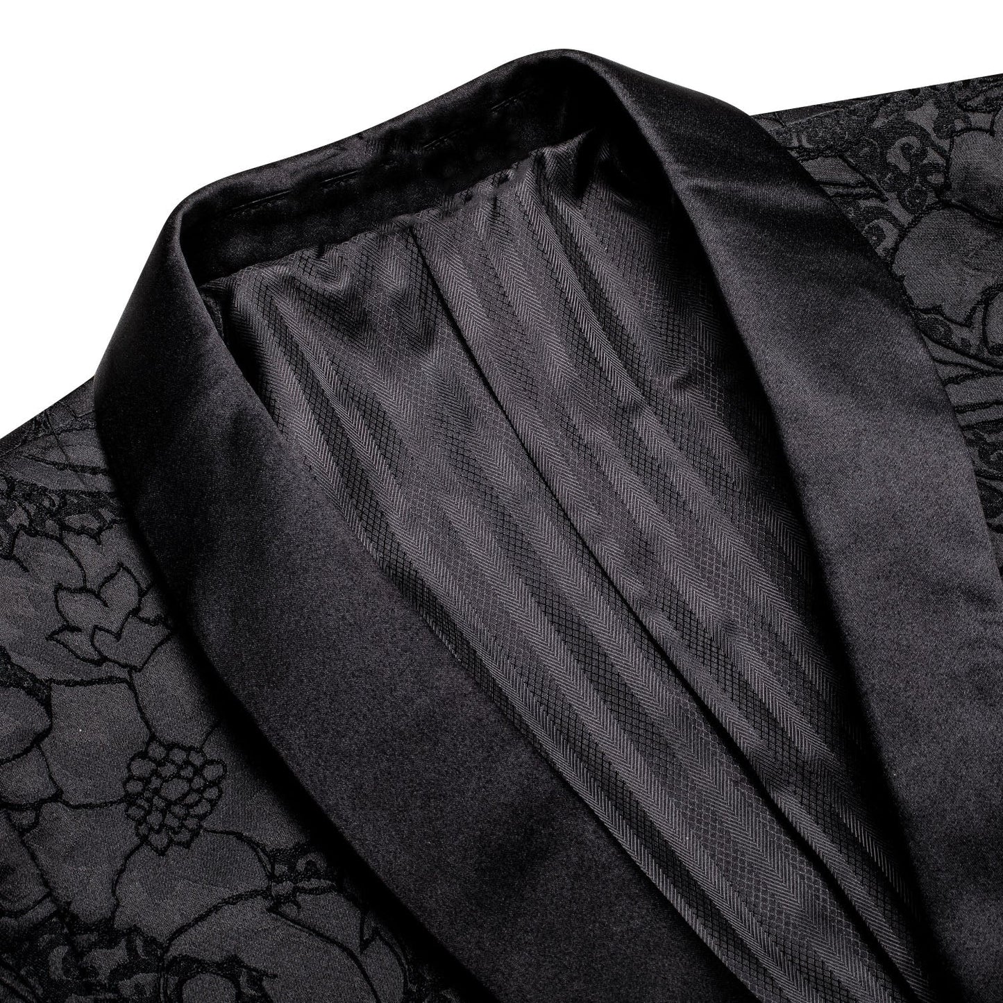Black Embroidered Floral Tuxedo Jacket tuxedo    - Sophisticated Gentlemen
