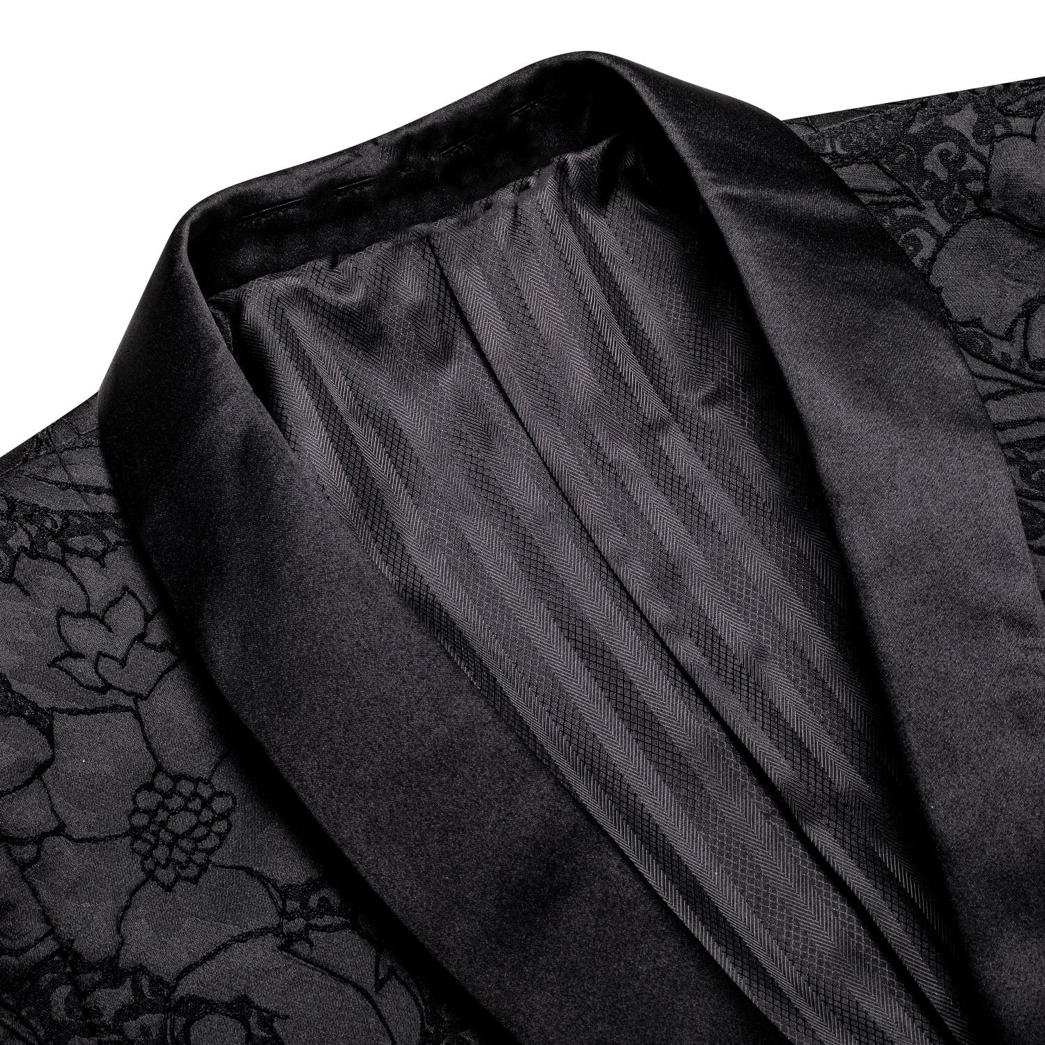 Black Embroidered Floral Tuxedo Jacket tuxedo    - Sophisticated Gentlemen