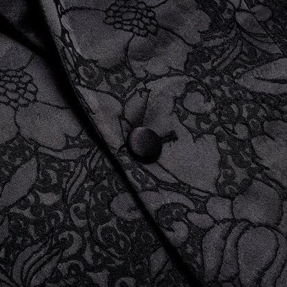 Black Embroidered Floral Tuxedo Jacket tuxedo    - Sophisticated Gentlemen