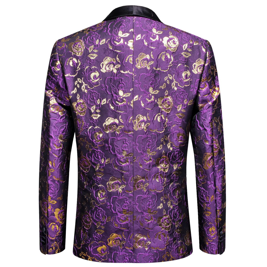 Purple Embroidered Floral Tuxedo Jacket tuxedo    - Sophisticated Gentlemen