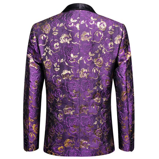Purple Embroidered Floral Tuxedo Jacket tuxedo    - Sophisticated Gentlemen