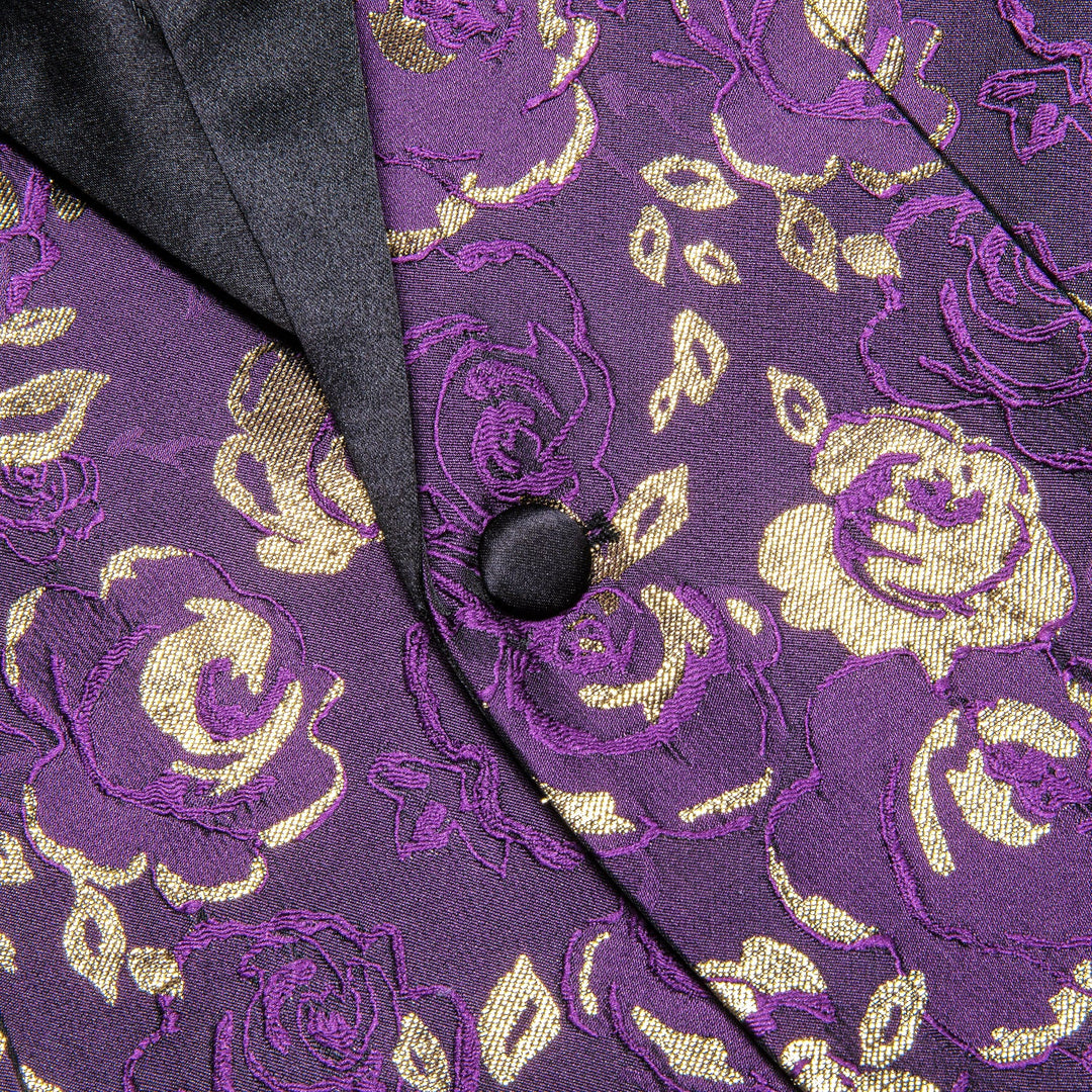 Purple Embroidered Floral Tuxedo Jacket tuxedo    - Sophisticated Gentlemen