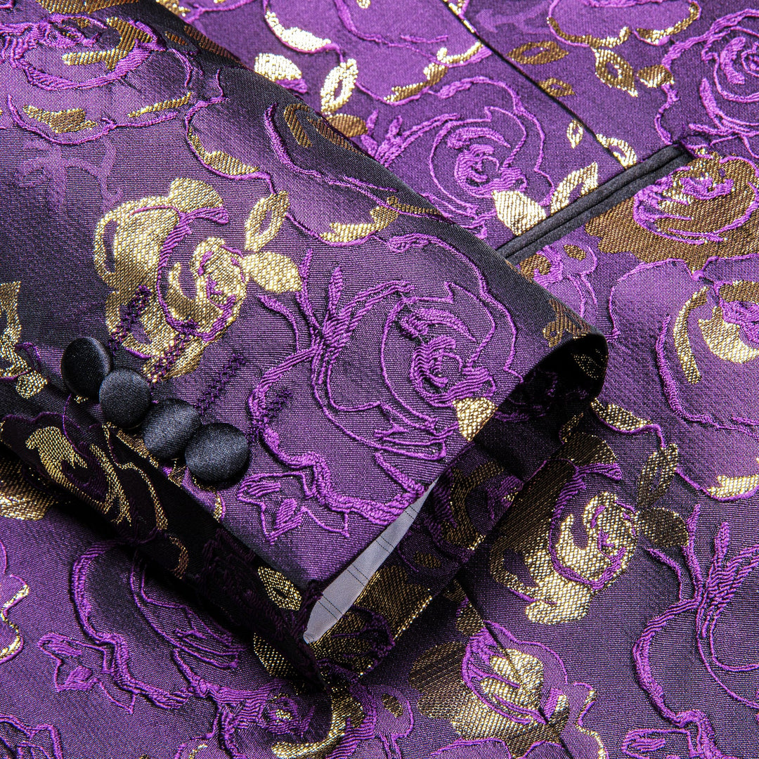 Purple Embroidered Floral Tuxedo Jacket tuxedo    - Sophisticated Gentlemen