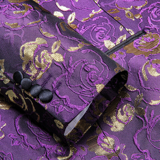 Purple Embroidered Floral Tuxedo Jacket tuxedo    - Sophisticated Gentlemen