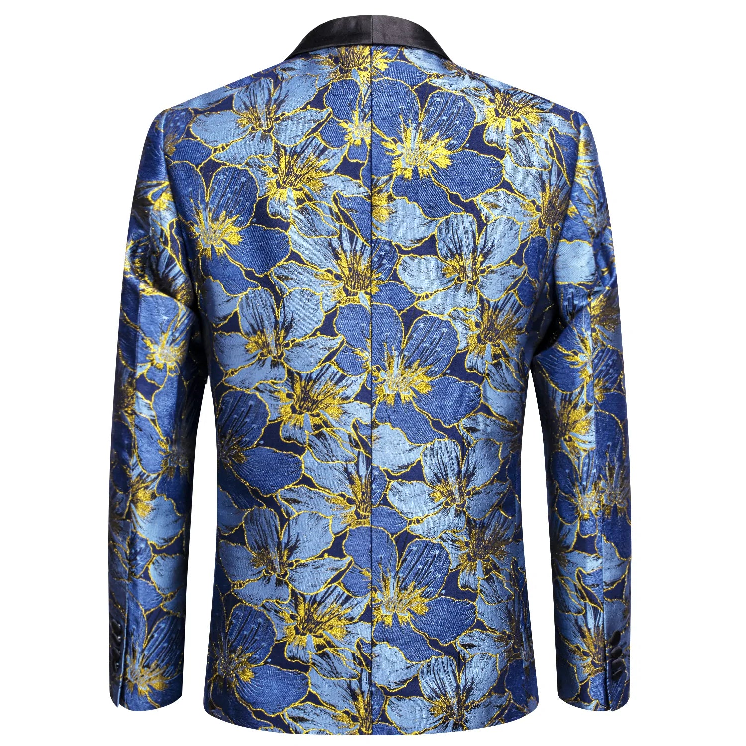 Blue and Yellow Embroidered Floral Tuxedo Jacket tuxedo    - Sophisticated Gentlemen